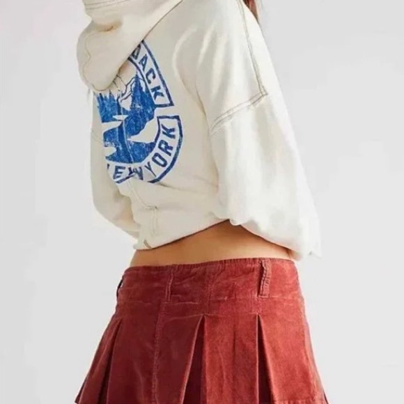 Free People Pleated Micro Mini Cord Skort in Roasted Russet - Picture 2 of 7